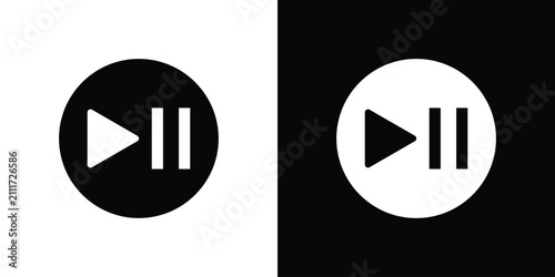 Bild auf Leinwand Play pause icon simple graphics set