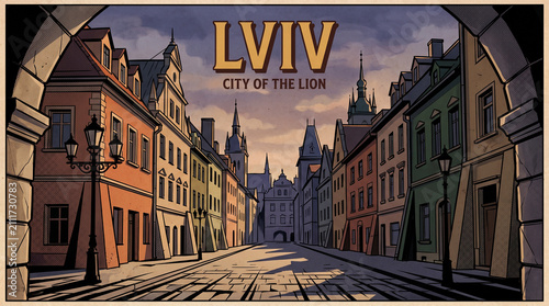 Lviv Historic Lion Cityscape