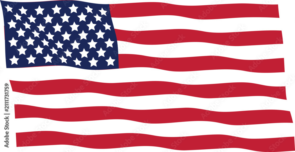 Obraz premium American Flag Waving Style – Flowing USA Stars and Stripes Vector Graphic