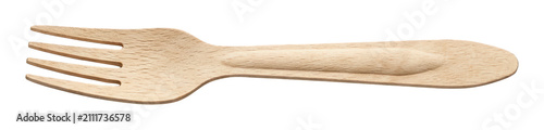 Quadro su tela Handcrafted light wood grain fork with four tines for rustic kitchen dining isol