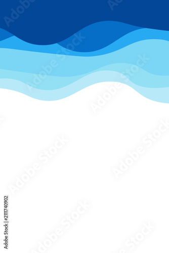 Blue river ocean water wave fluid layer vector background curve zigzag abstract illustration
