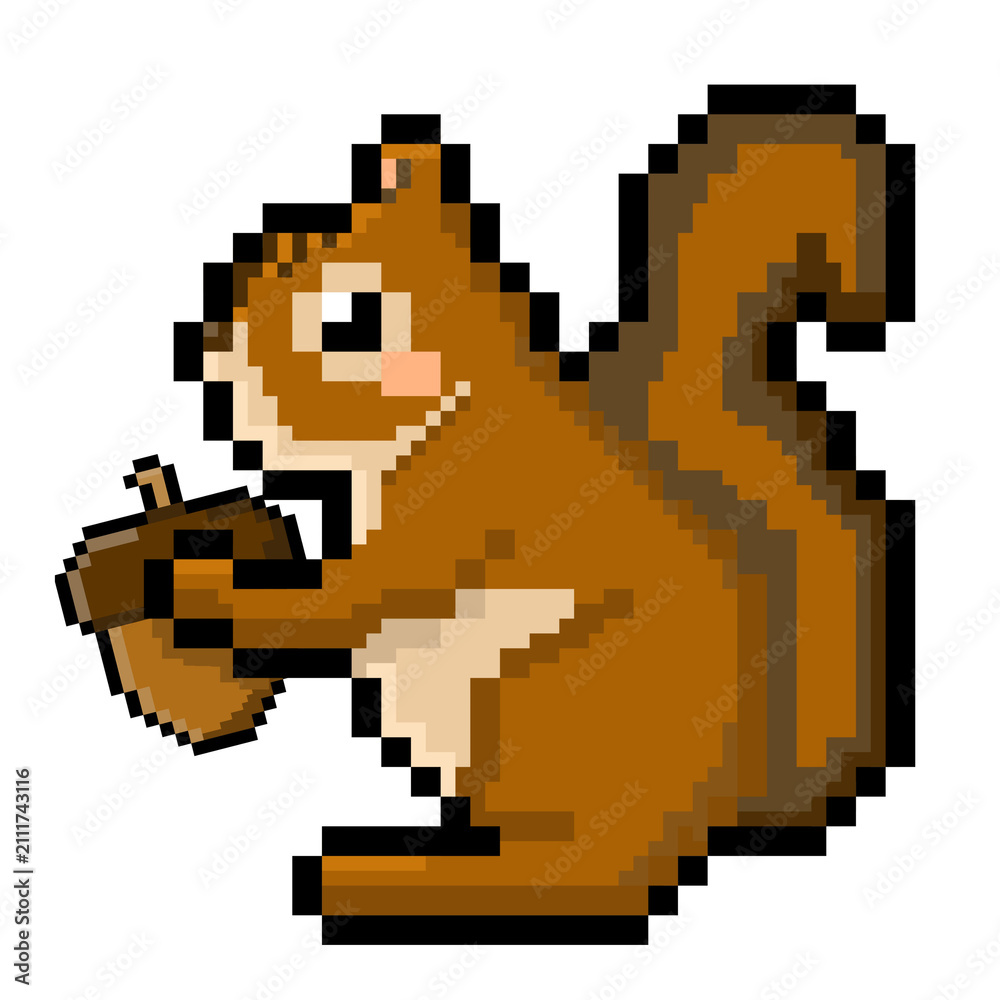 Fototapeta premium pixel art illustration squirrel 