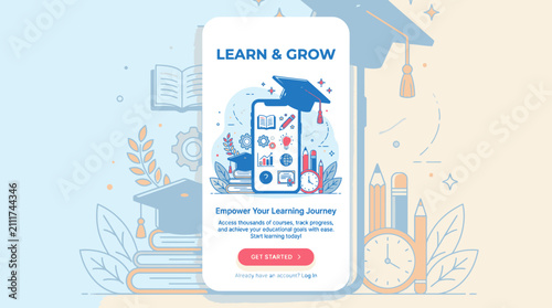 Smartphone with online learning app.