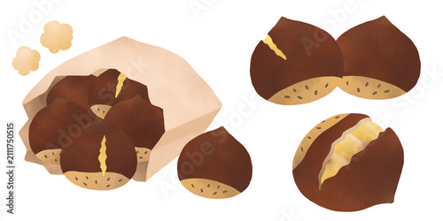 군밤 Roasted chestnut illustration