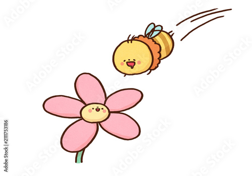 Honeybee flying straight towards its favorite flower, make a beeline for idiom concept