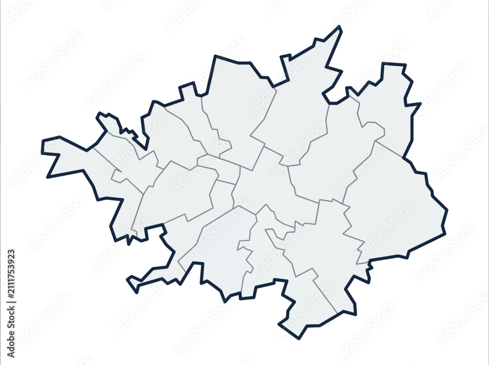 Fototapeta premium Milan City Map with Administrative Zones and District Borders