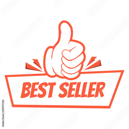 Orange Best Seller Thumbs Up Badge Illustration for E-commerce Marketing
