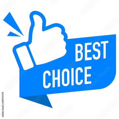 Blue Best Choice Thumbs Up Badge Graphic Illustration for E-commerce Design