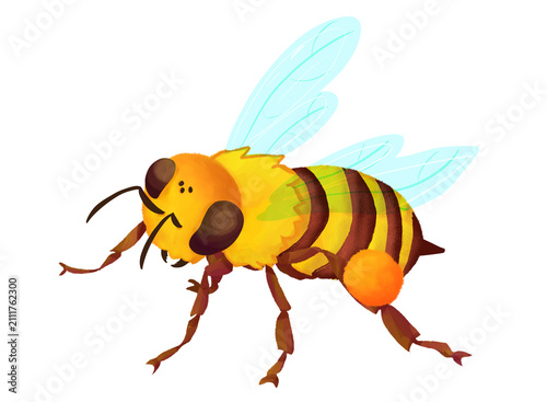 Cuadro en lienzo Honeybee flying cartoon illustration isolated - amazing bee story Studiotanganka