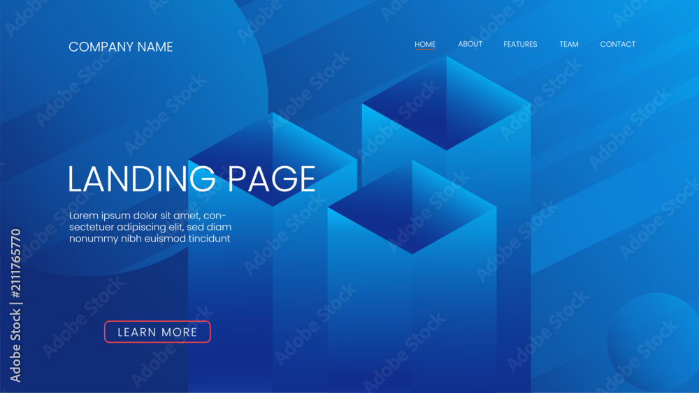 Obraz premium Landing Page Abstract Blue Geometric Shapes Background