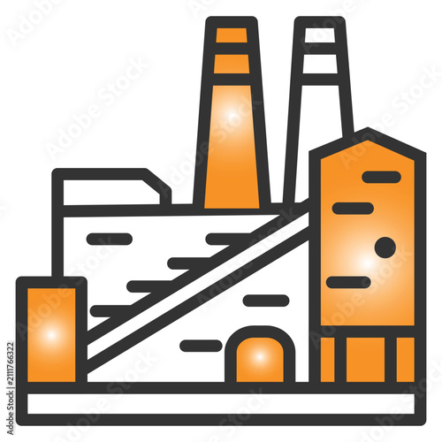 Industrial Factory Building Vector Illustration