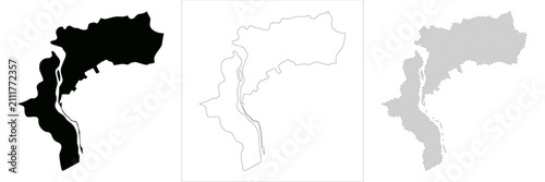 Obraz na plátně Cairo map city map outline silhouette vector lineart halftone boundary for urban