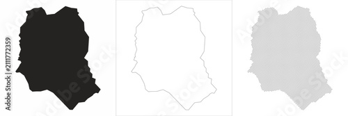 Canvastavla Outline silhouette Dhaka map city map vector lineart halftone boundary and urban