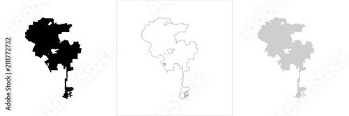 Tablou pe pânză Boundary Los Angeles map city map outline silhouette vector lineart halftone for