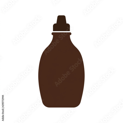 Foto Brown syrup bottle with pump dispenser icon.