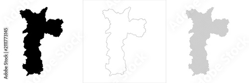 Schilderij op canvas Outline silhouette Sao Paulo map city map vector lineart halftone boundary and u