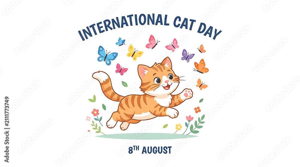 Fototapeta premium Colorful cats celebrating international cat day