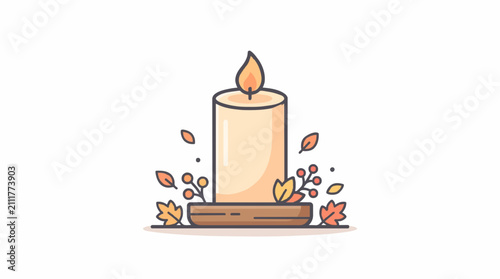 Thanksgiving Pillar Candle Harvest Centerpiece Line Art Icon