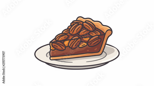 Slice of Pecan Pie Thanksgiving Line Art Icon