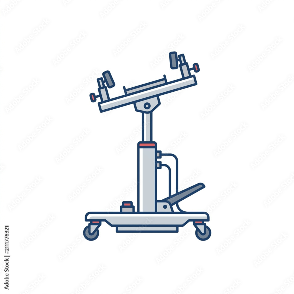 Fototapeta premium Industrial hydraulic lift table with adjustable arm.