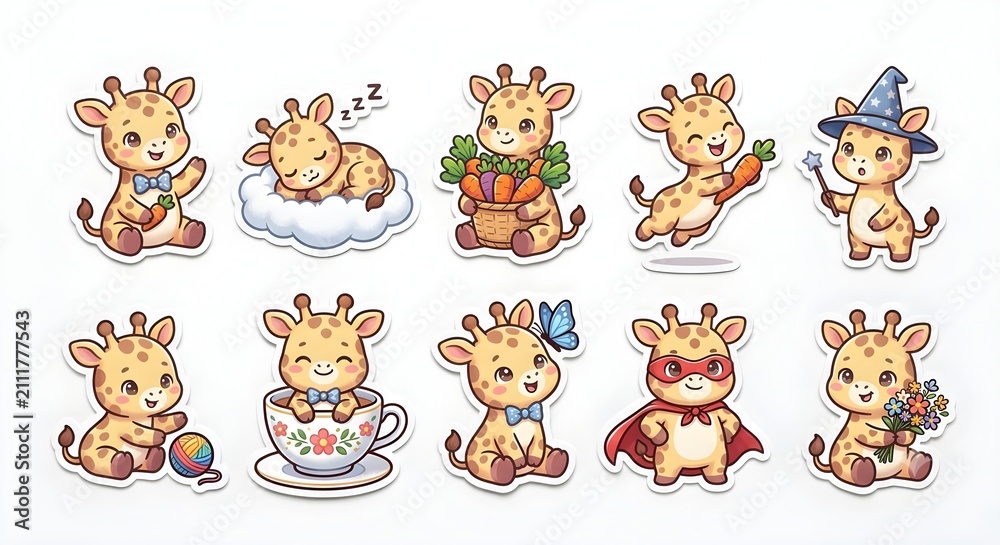 Obraz premium cute giraffe stickers
