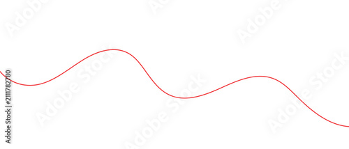 Abstract Red Wave Line Ribbon Background with Flowing Thread and Cable Shapes.