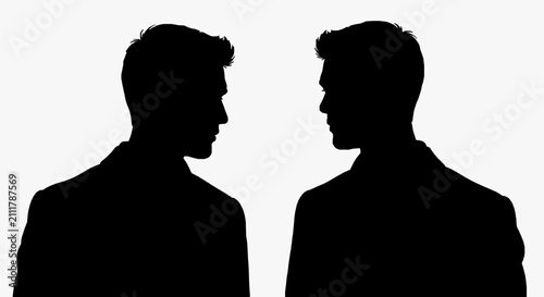 Silhouetted Men in Thoughtful Dialogue.