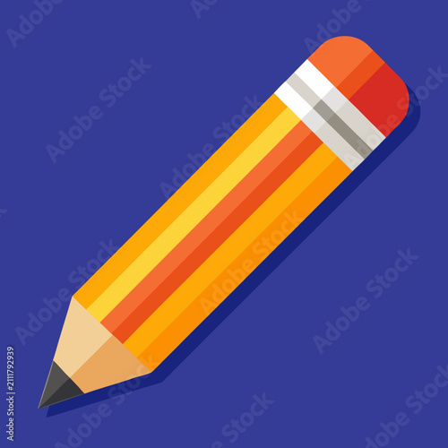 Red Pencil with Eraser Cartoon Vector Illustration Isolated School Writing and Drawing Stationery Icon for Education Office and Art Design
