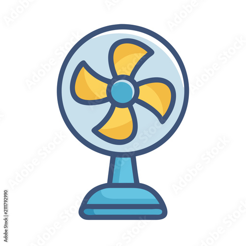 Electric Fan Vector Icon Isolated on White Background with Ventilator Propeller Air Flow Symbol Design Illustration