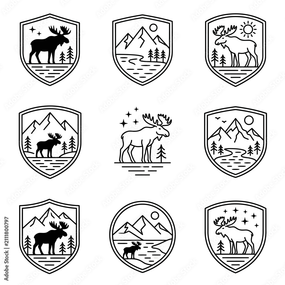 Obraz premium Moose Crest Badges Emblems.
