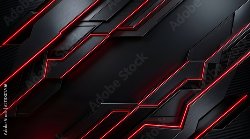 Luxury Black Red Futuristic Technology Background