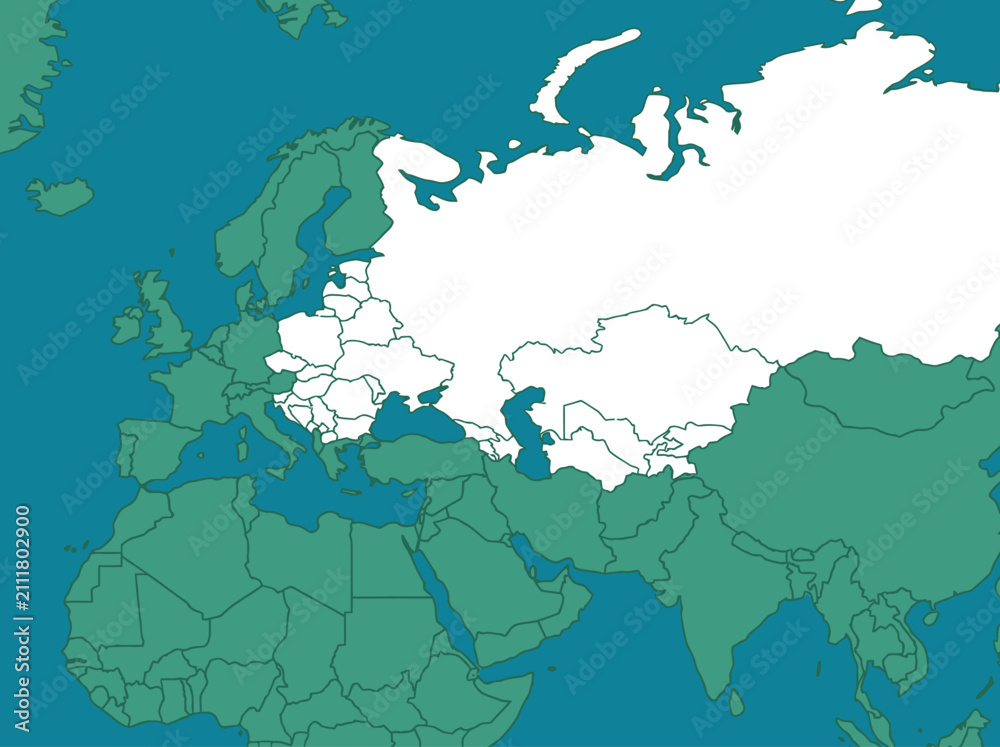 Obraz premium Minimalist Map Highlighting Russia, Eastern Europe, and Central Asia