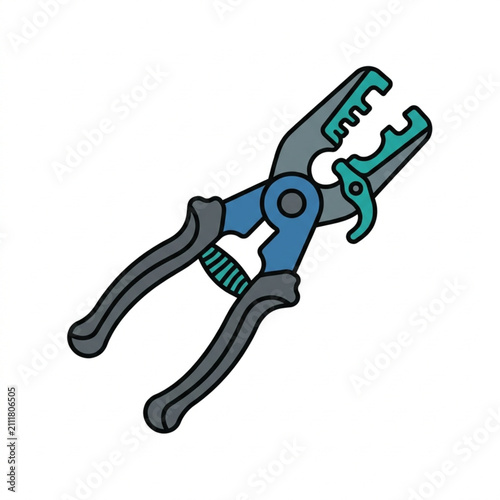 Bild auf Leinwand Colorful cartoon pliers tool illustration vector.