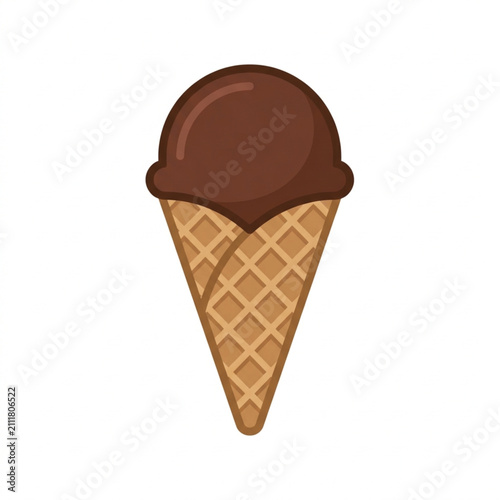 Delicious chocolate ice cream in a waffle cone.