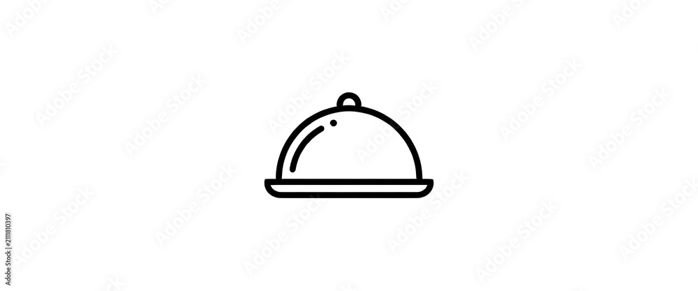 Fototapeta premium Food Server Cloche Line Icon Transparent Background