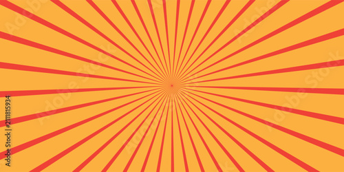 orange sun rays background vector design