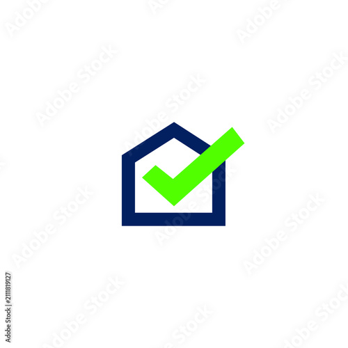 Home checkmark simple icon vector logo design. Renovation and maintenance home logo design.