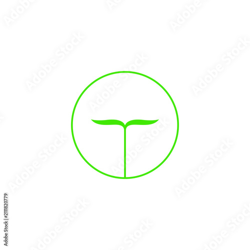 Sprout seeds minimal in circular icon logo design. Sustainable plant simplicity design.