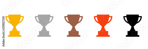Trophy cup icons set