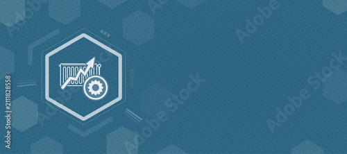 Canvastavla Digital infographic displaying settings and copy space on a blue hexagonal background