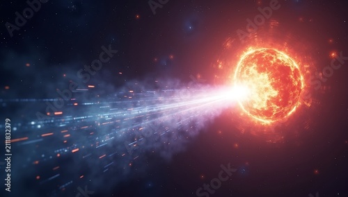 Vibrant Cosmic Explosion in Deep Space with Energy Burst.