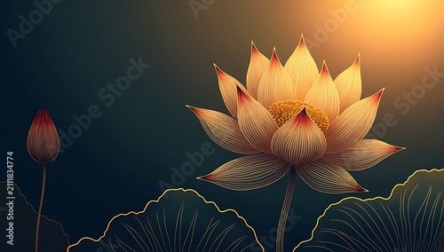 Beautiful Lotus Flower Blooming in Peaceful Sunlight.