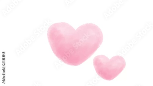 Watercolor-style animation of two hearts: soft, gentle, and loving