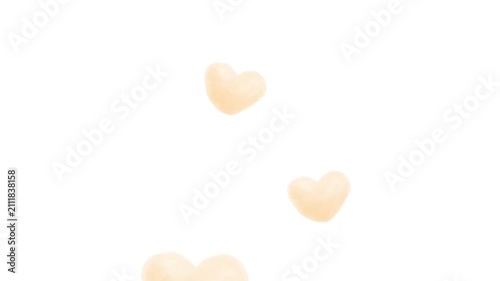Animation with hearts floating against a white background; love, marriage, White Day