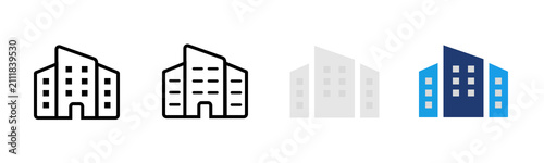 Office building icon representing business, corporate company and commercial real estate. Symbol of headquarters, enterprise, organization and urban architecture.