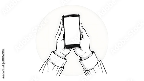 Hand holding a smartphone with blank screen for copy space.