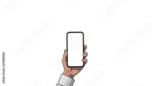 Hand Holding a Smartphone with Blank Screen.