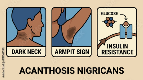 Fotografie Skin Acanthosis Nigricans Insulin Resistance Dark Neck Armpit Sign