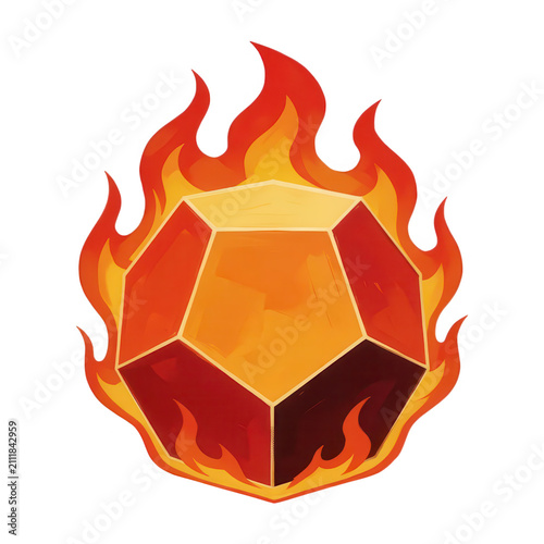 Fiery Gemstone Burning Transparent Background