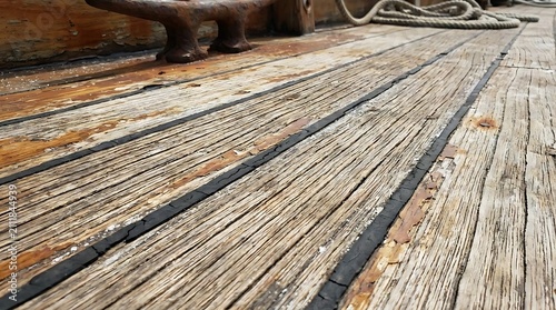 Weathered wooden deck surface with rustic texture and dark seams